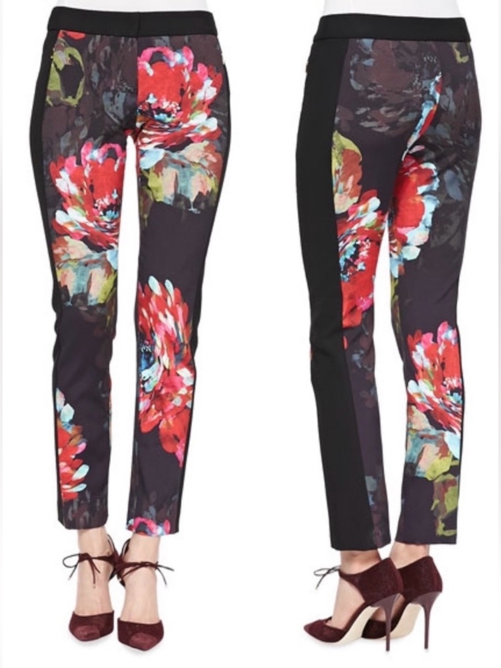 Trina Turk Floral Print Frea Slim Ankle Pants, Size 10